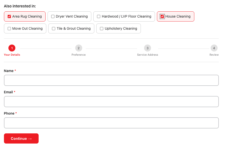 3 Step Booking Process